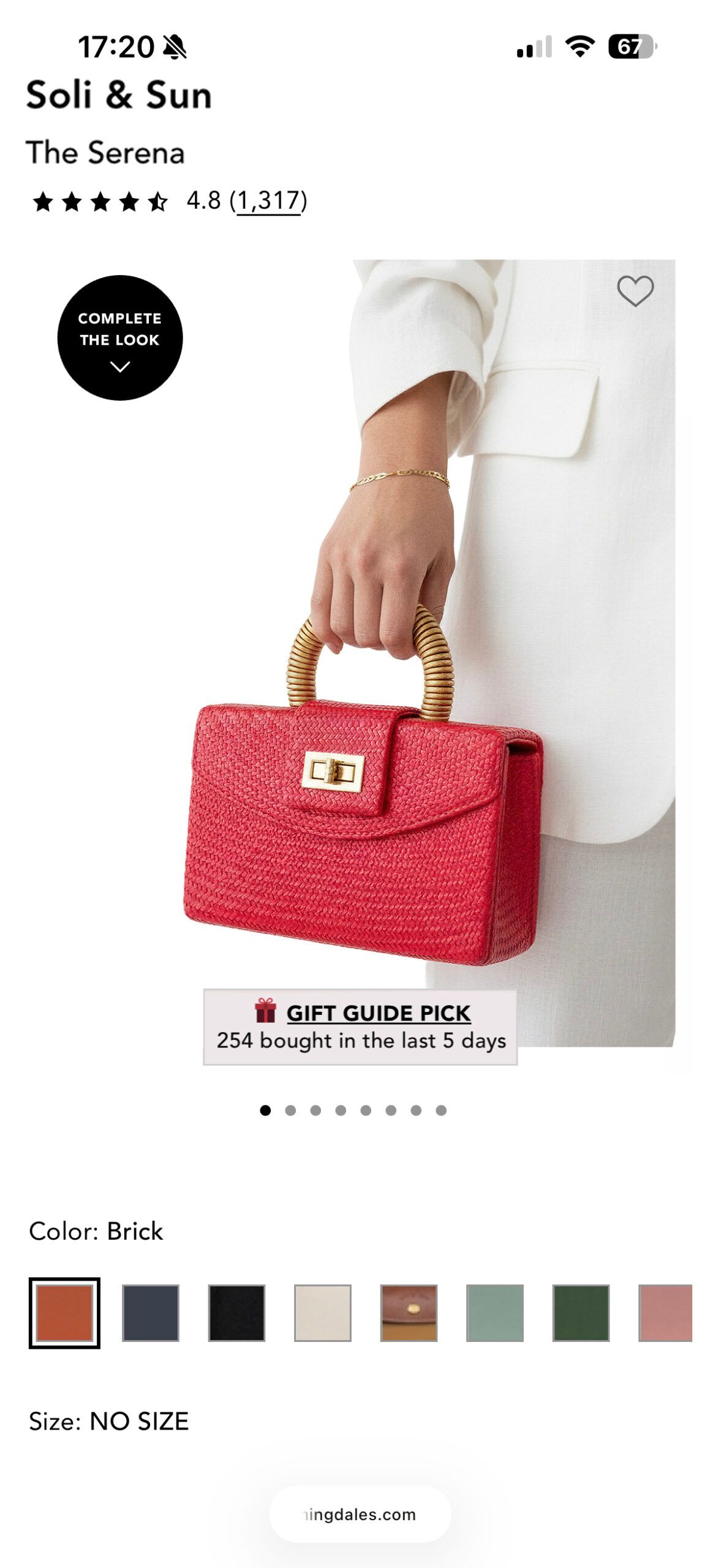 Live e-commerce product page for a Soli & Sun handwoven bag, using Chronos Studio photography with colour variants.