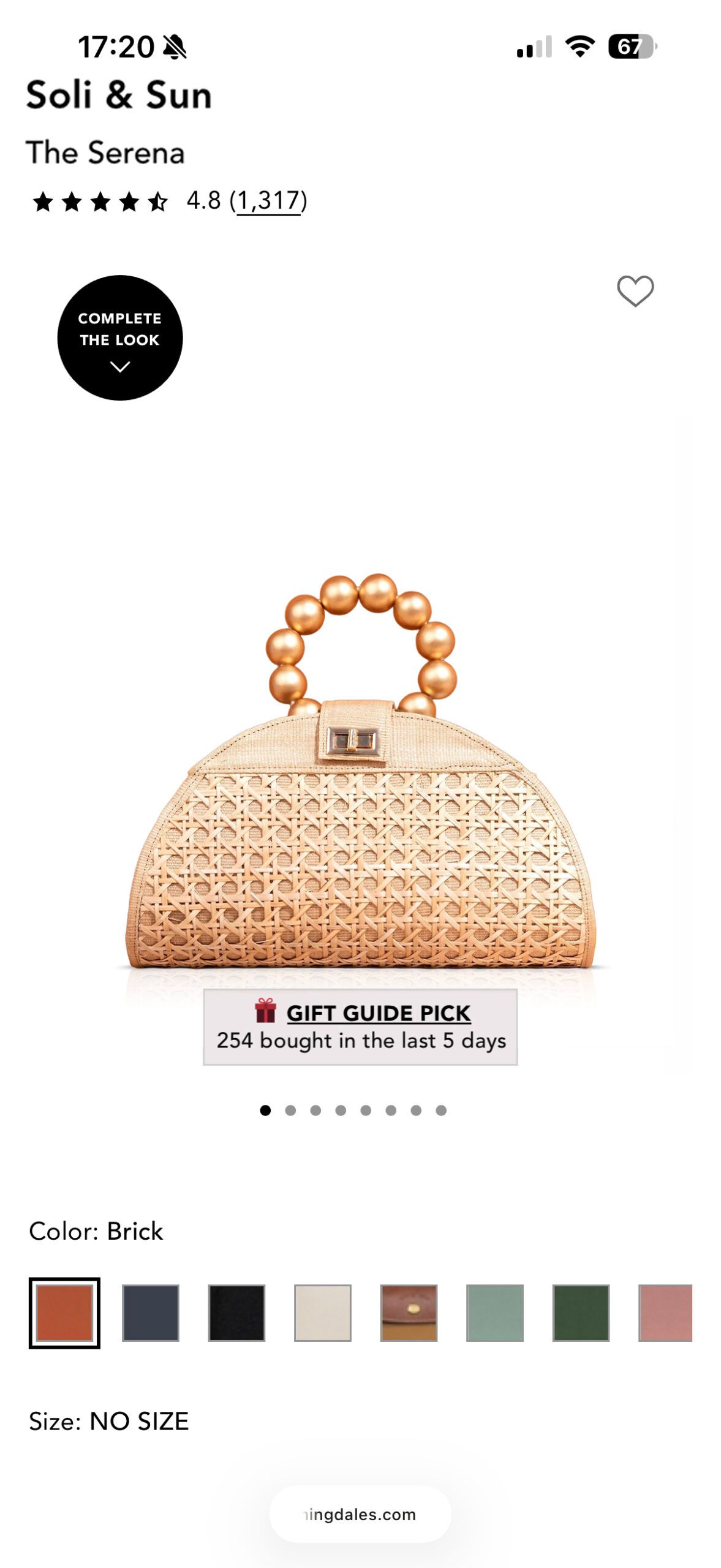 Live product listing of an artisan raffia bag with Chronos Studio packshots and material swatches.