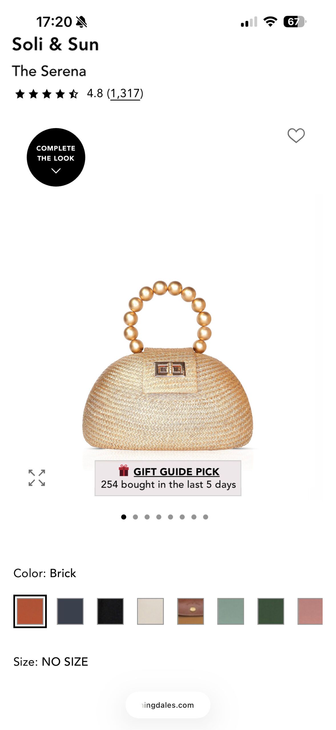 E-commerce listing of a striped artisan bag using Chronos Studio retail imagery across its gallery.